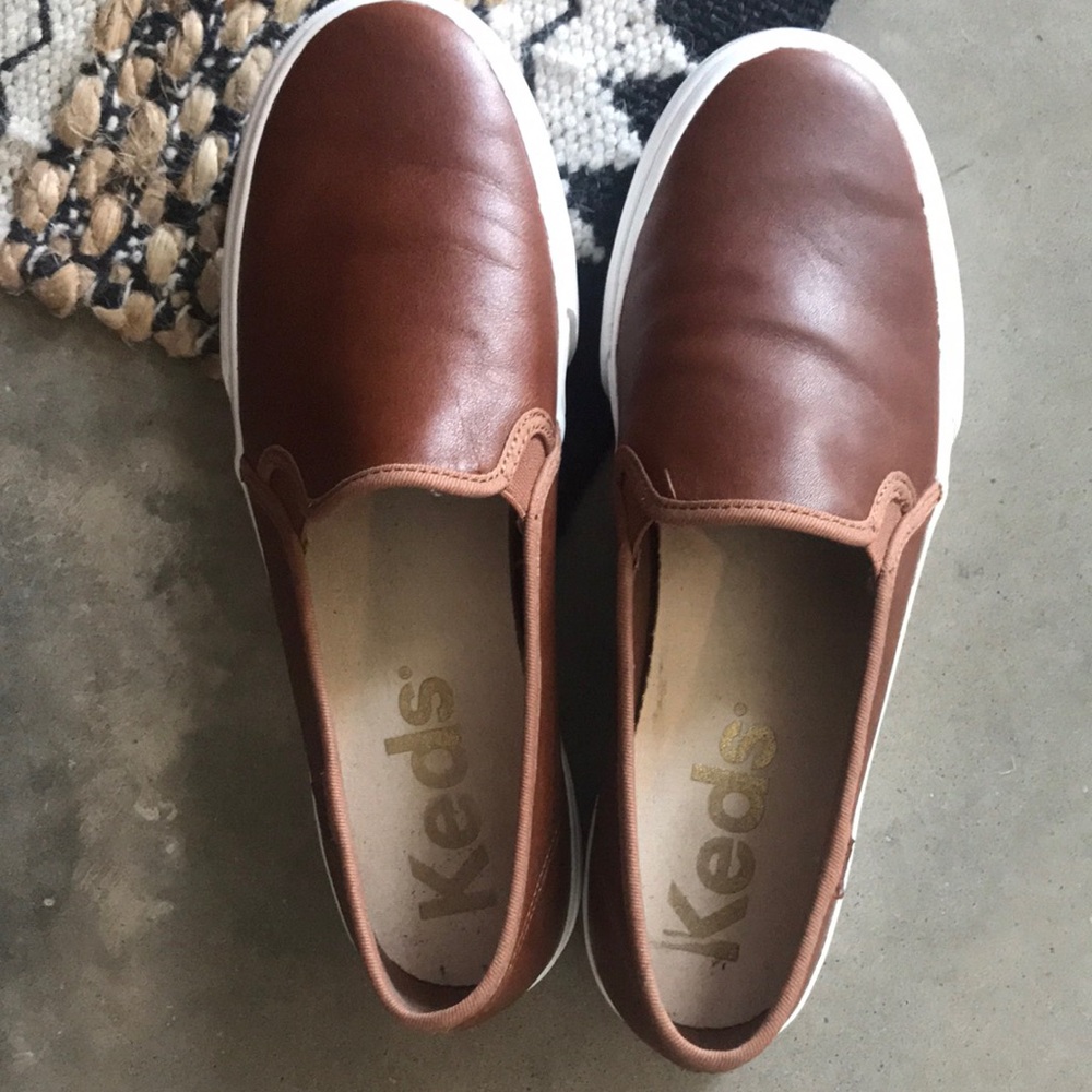 Keds Brown Leather Slip-On Loafers